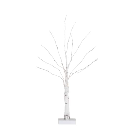 2ft. Pre-Lit White Birch Artificial Christmas Tree, Warm White LED Lights